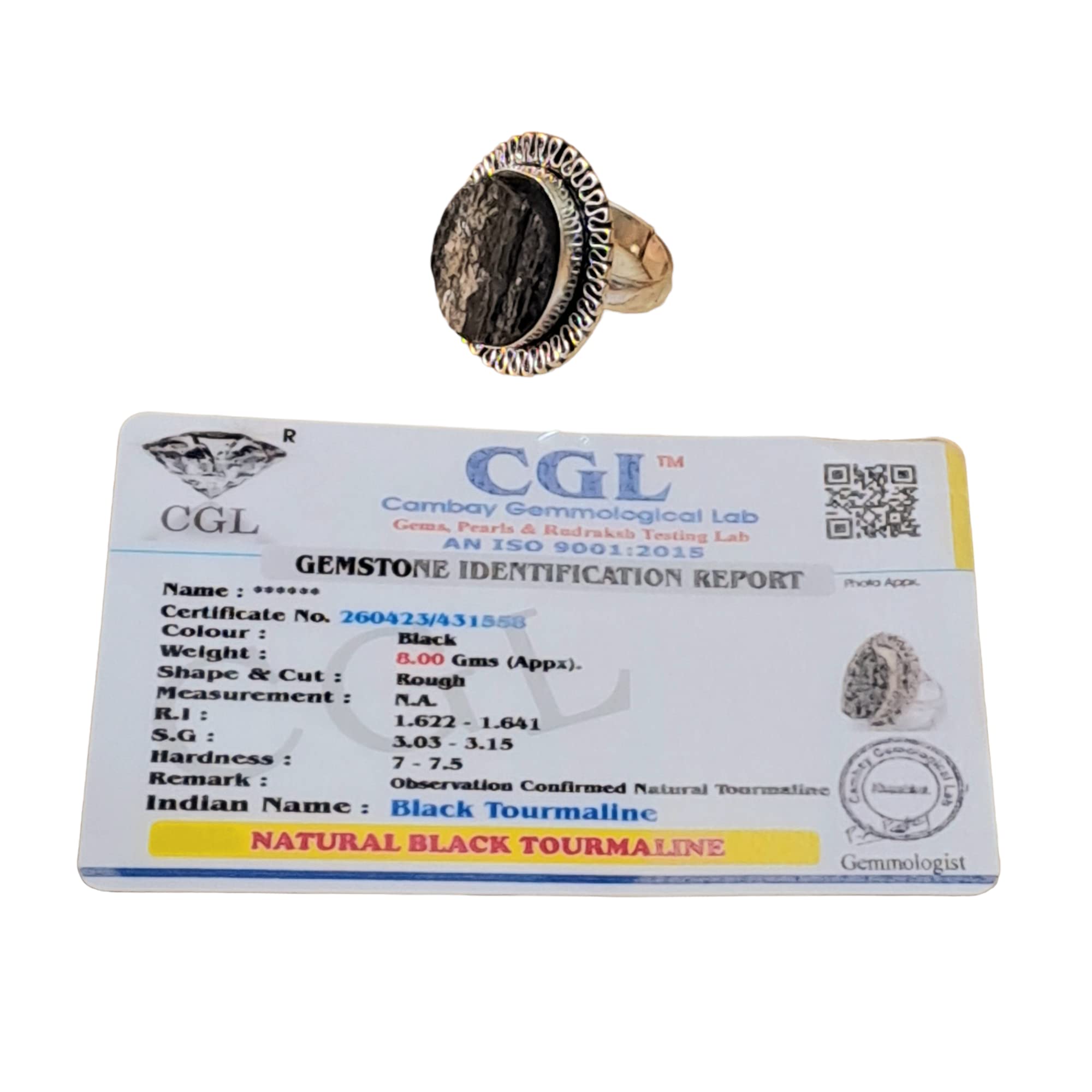 Divinity Certified Black Tourmaline Crystal Ring for Protection, Motivation, and Healing Default Title